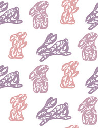 seamless pattern with decorated rabbits vector