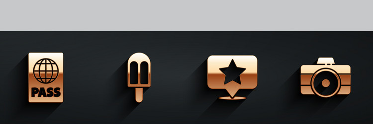 set passport ice cream map pointer with star vector image