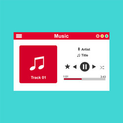 media player application app template with flat vector image