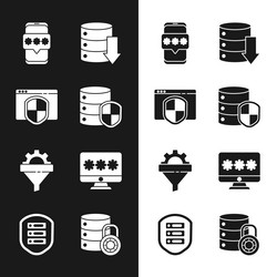 Set server with shield browser mobile vector