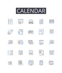 Calendar line icons collection schedule - agenda vector