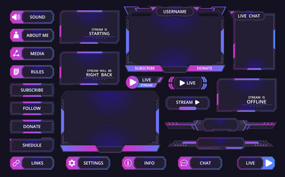 game streaming interface elements gaming frames vector