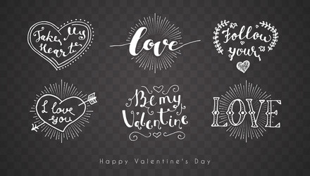 letering romantic valentine set holiday vector