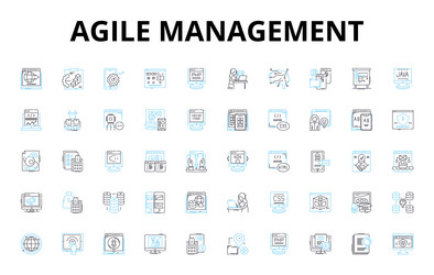 Agile management linear icons set iterative vector