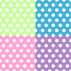 Seamless white polka dots pattern over colorful vector