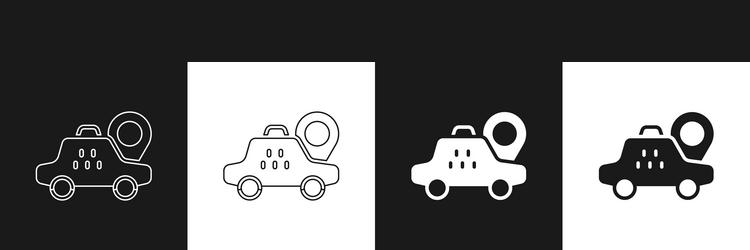 set map pointer with taxi car icon isolated vector image
