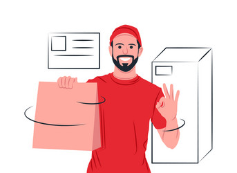 delivery in shadow sharp lines style vector image
