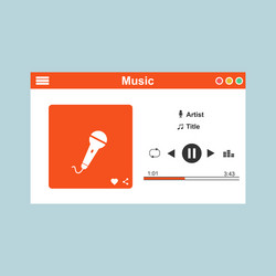 media player application app template with flat vector image