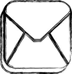 Monochrome sketch of square button with envelope vector