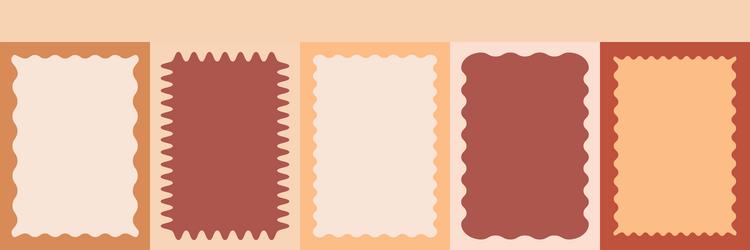 wavy scalloped pastel color rectangular frame set vector image