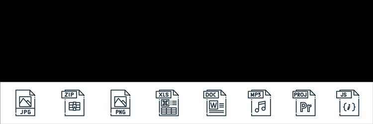 file type line icons linear set quality vector image