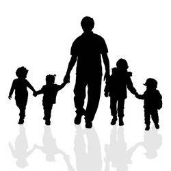 Grandfather and Grandchildren Silhouette Vector Image