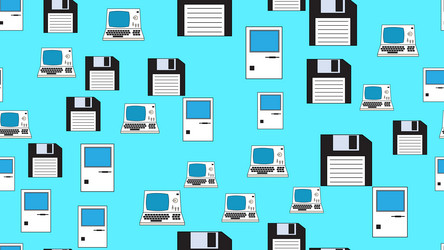 seamless pattern endless computer with old retro vector