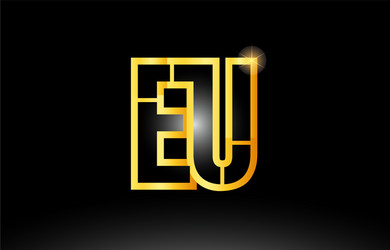 Gold black alphabet letter eu e u logo vector