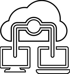 cloud computer connection outline icon line art vector image