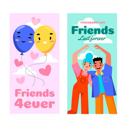 colorful friendship day banners with balloons Vector Image