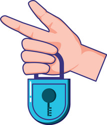 Hand with security padlock vector