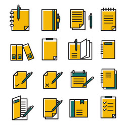 Notebook icon set color symbol note vector