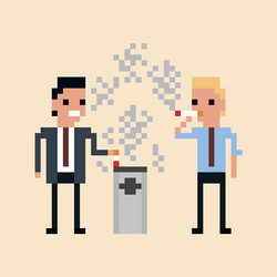 pixel art of office workers smoking vector