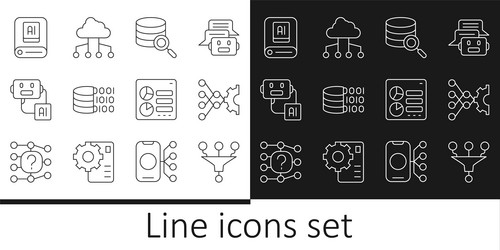 set line funnel or filter neural network server vector image