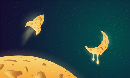 space background with cheese texture objects vector image