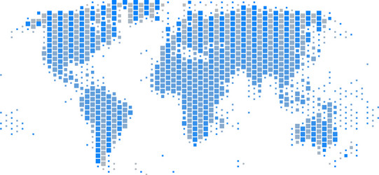 Dotted world map blue Royalty Free Vector Image