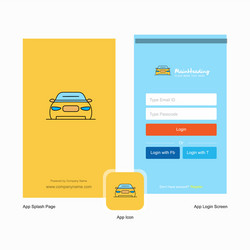 Company car splash screen and login page design vector