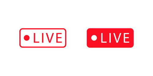 live stream red button in flat style isolated vector image