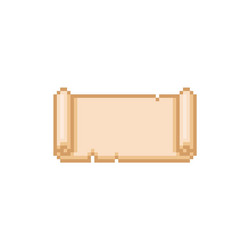 pixel old scroll 8-bit icon of empty torn papyrus vector image
