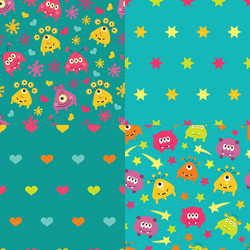 Set of patterns with monsters vector