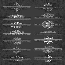 Set ornate headpieces on chalkboard vector