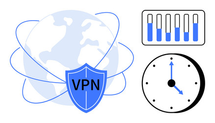 vpn security with global connectivity data usage vector image