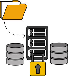 Data center disks with server and set icons vector