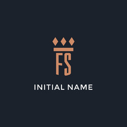fs logo initial with pillar icon design luxury vector image