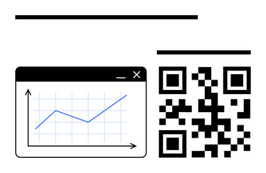 qr code and line chart representing data sharing vector image