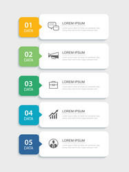 5 data infographics rectangle tab index template vector image