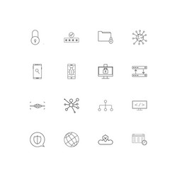 internet security linear thin icons set outlined vector image