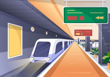 railway station with train transport scenery vector