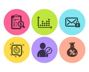 Accounting report edit user and dot plot icons vector