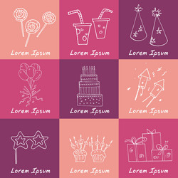 Birthday party doodles elements background vector
