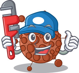 cartoon mascot neisseria as a plumber with tool Vector Image