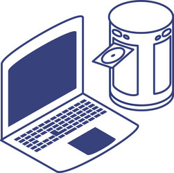 Laptop computer with disk data center technology vector
