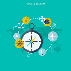 World travel concept background flat icons vector