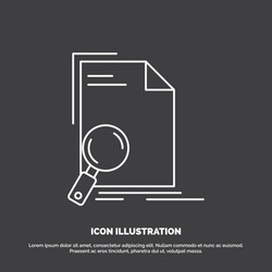 Analysis document file find page icon line symbol vector