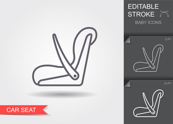 Baby car seat line icon with editable stroke vector