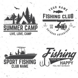 Fishing Club Badge Set Vector Image