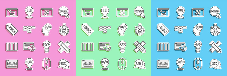 set line ui or ux design crossed ruler and pencil vector image