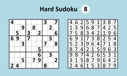 sudoku game with answers hard complexity simple vector image
