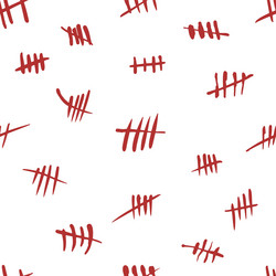 Seamless tally marks pattern repeating red time vector