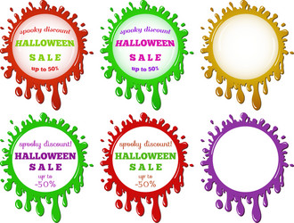 set of halloween sale stains vector